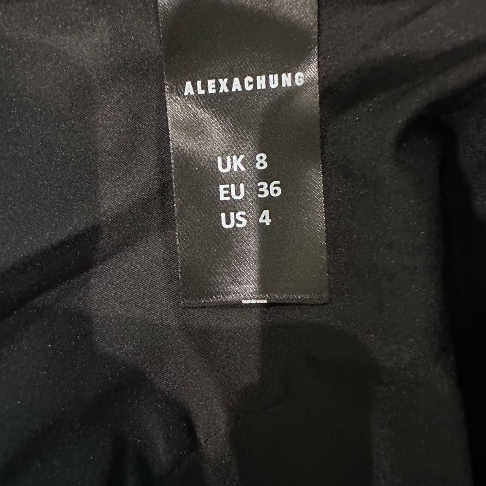 ALEXA CHUNG Mandarin Faux Pearl-embellished Satin Mini Dress In Black - Picture 6 of 7